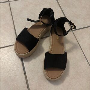 Black Ankle Strap Espadrille Sandals